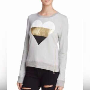 Sundry Metallic Heart Side-Zip Sweatshirt